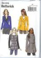 6104 BUTTERICK EASY FIT LINED JACKET 3 LENGTHS, BELT PATTERN 8-16 NEW